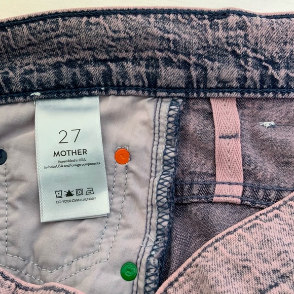 MOTHER SNACKS High Waisted Twizzy Skimp Wash Jeans in Silver Pink NWT - Picture 8 of 11